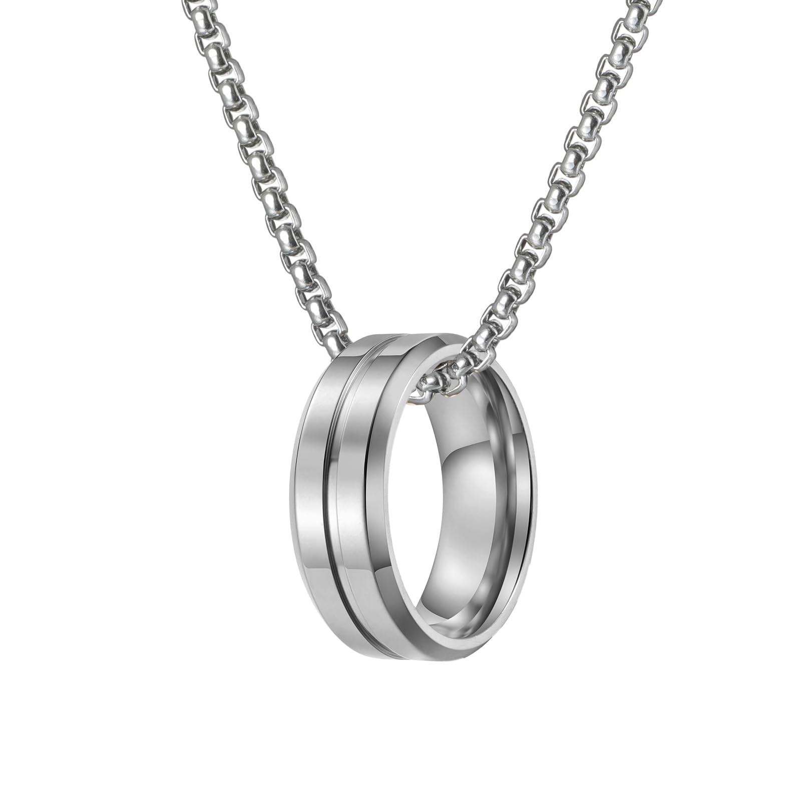 xuanhang Stainless Steel Natural Dean’s Ring Pendant Necklace Ring Set for Men Women,Titanium Steel Dean Winchester Jewelry Chain Necklace Ring Bands