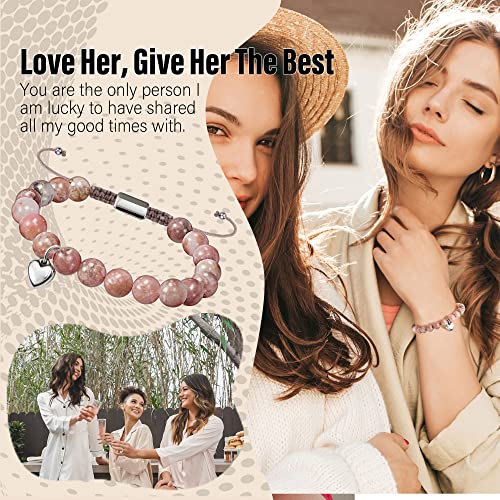 Stocking Stuffers for Teens, Christmas Gifts for Mom from Daughter Beaded Bracelets for Women Teen Girl Gifts Adjustable Charm Link Bead Birthday Graduation Gift for Her Girlfriend Sister