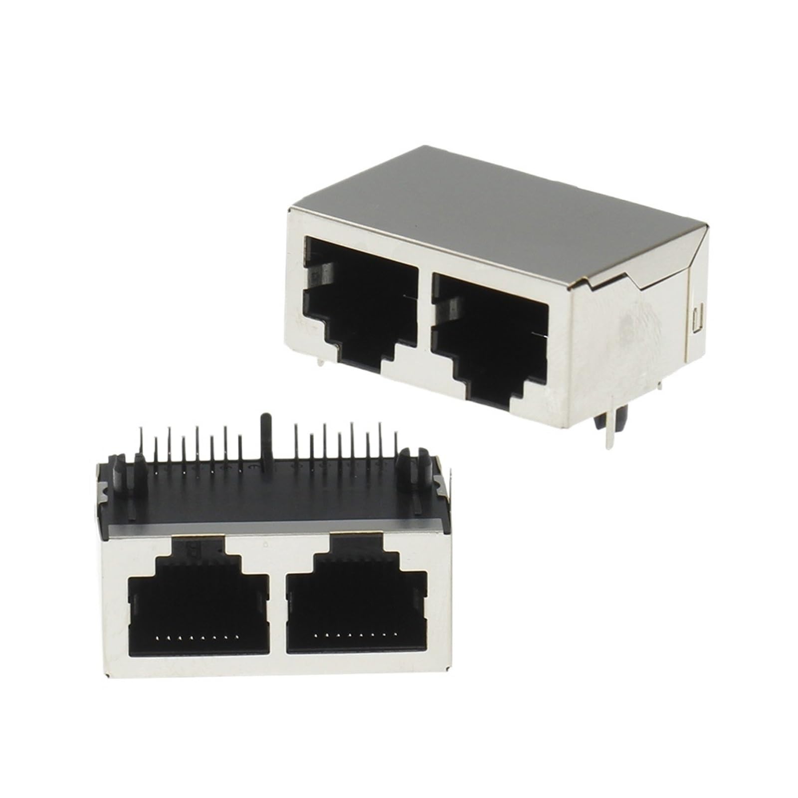 Prise RJ45 double port à angle droit pour PCB améliorant la stabilité du signal réseau 8P8C