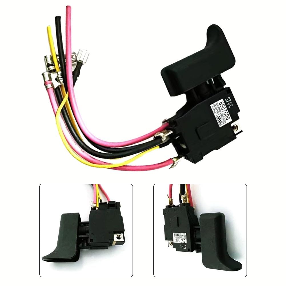 Ersatz-Schalter f¨¹r Elektrobohrmaschine, f¨¹r Makita DJR186 und JR186D, Modell 650760-0, Robustes ABS+Metall-GEH?use, einfache Montage, schwarz