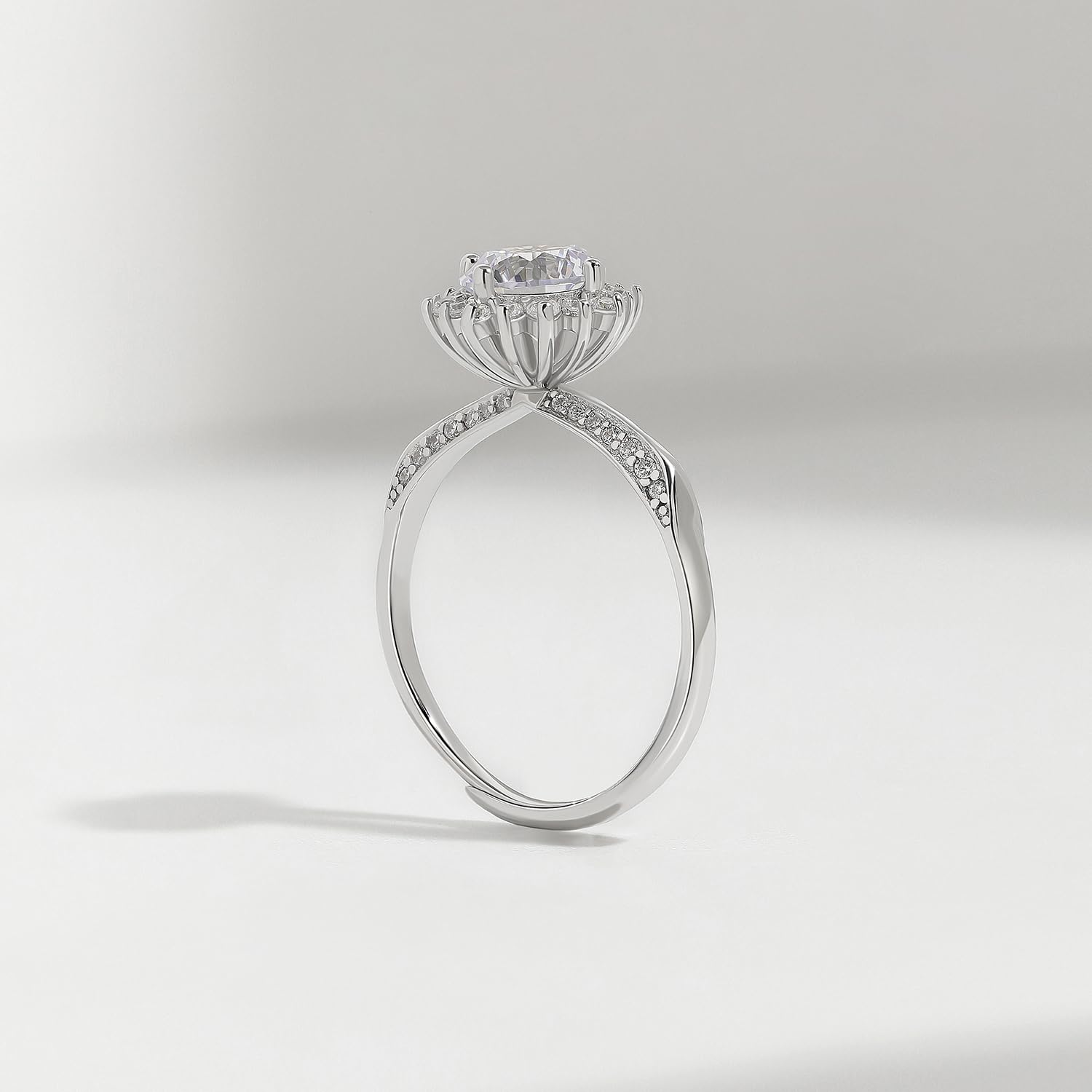 Anillo de Compromiso Meissa de 0.95 Ct con Corte Redondo para Mujeres, Anillo de Boda de Plata de Ley, Anillo de Compromiso Falso, Banda de Anillo de Promesa para Boda y Aniversario