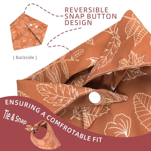 ICEMOOD Herbst-Bandana für Hunde – Herbstlaub Skizzen-Print, Dreieckstuch mit Druckknopf für Mädchen, perfektes Accessoire für das Erntedankfest, Mittel und Large, 16-40 Kg