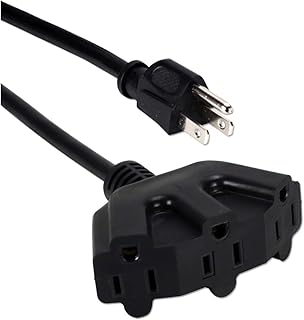 QVS 10ft Three Angle Outlet 3-Prong Power Extension Cord PP-ADPT3-10