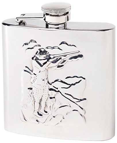 Herbertz Men's Stainless Steel Hip Flask with Hunter Design, Silver, 177 ml