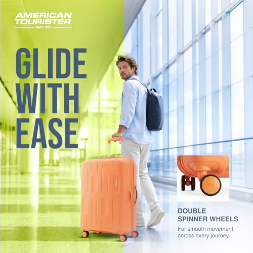 Image of American Tourister Ivy 2.0|Medium Size Check-in Spinner Trolley Bag (68 cm)|360 8 Wheel Travel Luggage|Hard Case Polypropylene (PP) Suitcase|Combination Lock|Tan Orange