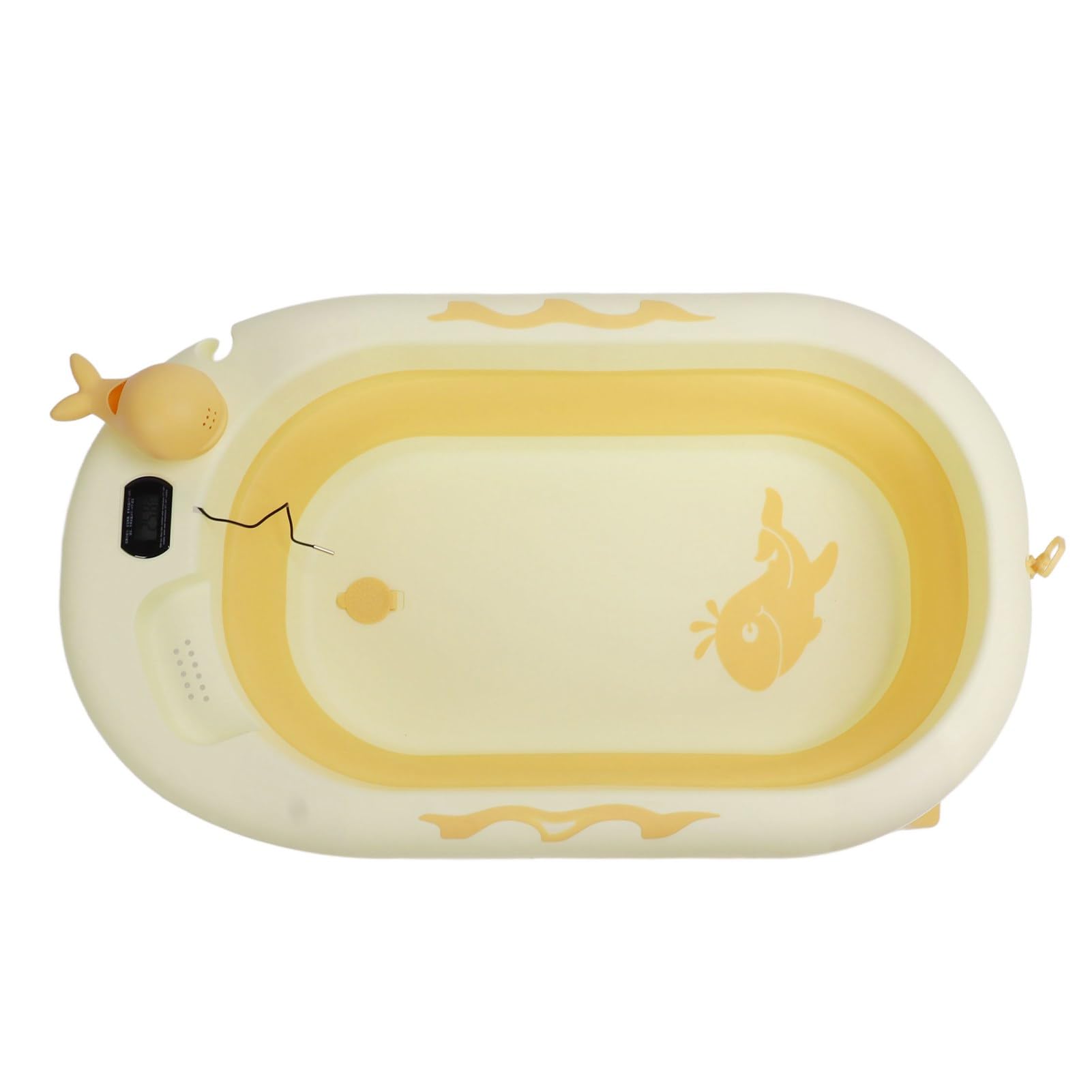 Zusammenklappbare Babybadewanne mit Temperatursensor und Präziser Temperaturanzeige für Ein Komfortables Badeerlebnis. Geeignet für Babys von 0 Bis 9 Jahren. Hergestellt aus PP und TPE