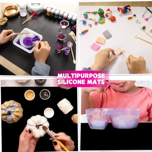 Image of LEOBRO Large Silicone Mats for Crafts, Resin Mold, Playdough, White & Black