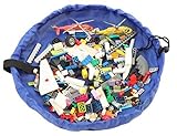 EZY Tidy Buddy Toy Storage Bag- 17 Inch diameter play mat folds up quickly & easily into a carry bag. Perfect for Lego products and other accessories including Interlocking Building Sets and kids favorite toys at home or on the go. Blue