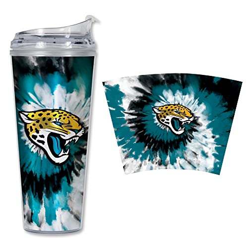 Image of Rico Industries NFL Football Glitter 24oz Acrylic Glitter Tumbler with Hinged Lid, Officially Licensed Double Wall Tumbler with Straw