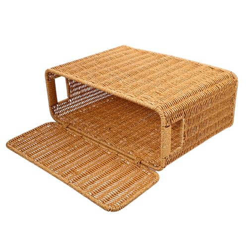 DIKACA Cesta Estrecha y Alta de Almacenamiento Tejida con Tapa y Asa Organizador Portátil para Juguetes Revistas y Objetos Varios Diseño Ligero y Seguro para Uso Doméstico y Exterior