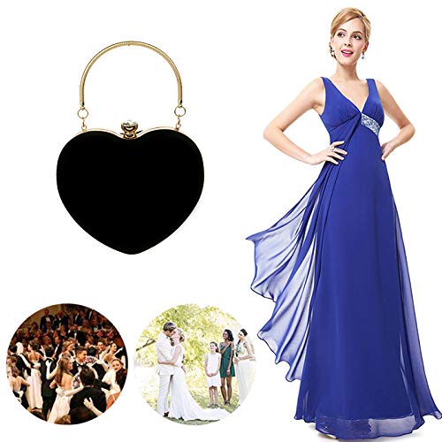 Image of Goclothod Women Heart Shape Clutch Purse Velvet Shoulder Bag Evening Handbags