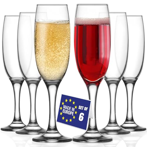 NORDIC SCHILLER Flute Champagne, Verres à Champagne, 220ml, Lot de 6 100% SANS PLOMB Coupe de Champagne Flûtes en Verre, Verres à Flûte, Lave-vaisselle...