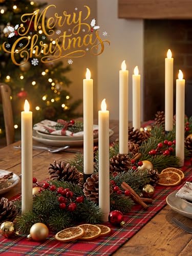 Funtery 48 Pcs Flameless LED Taper Candles Battery Operated Candles Bulk LED Candlesticks Flickering for Church Wedding Easter Graduation Party Decorations(Ivory,Modern Style) – Bild 5