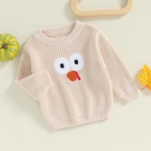 Baby Thanksgiving Outfit Toddler Boy Girl Cute Turkey Embroidery Sweater Newborn Infant Fall Winter Clothes3