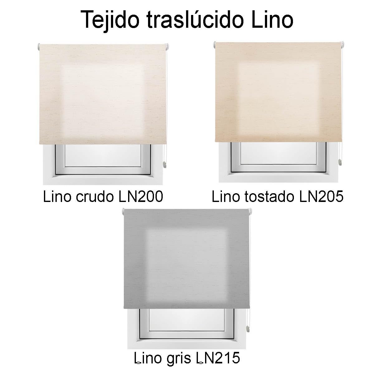 Estor Enrollable Translúcido Luminoso Lino con Cadena de Repuesto. Fácil de Instalar. Persiana para Ventanas o Puertas. Color Lino Tostado. Medidas Ancho x Alto – 260cm x 160cm