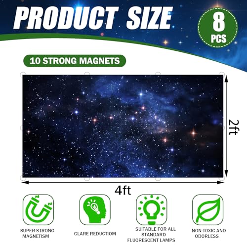 Image of 8 Pcs Fluorescent Light Covers with 80 Magnets Decorative for Classroom Ceiling Light 4 x 2 Feet Magnetic Light Covers Filter Easy Install for Office Hospitals & Home Drop Ceiling Supplies