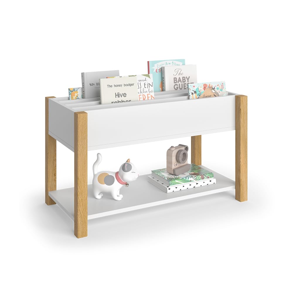 VitaliSpa Étagère pour Enfants Malia, Blanc, 80x46cm, autoportant pour Le Rangement des Jouets et des Livres