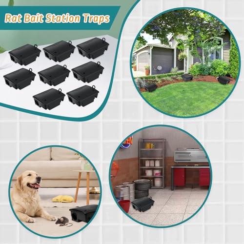 Image of Qualirey 24 Packs Rat Bait Stations Rodent Traps Outdoor Indoor, Black | Large Bait Boxes for Mice and Rats Mouse Traps Bulk, Lockable with Key, Keep Pets and Children Safe