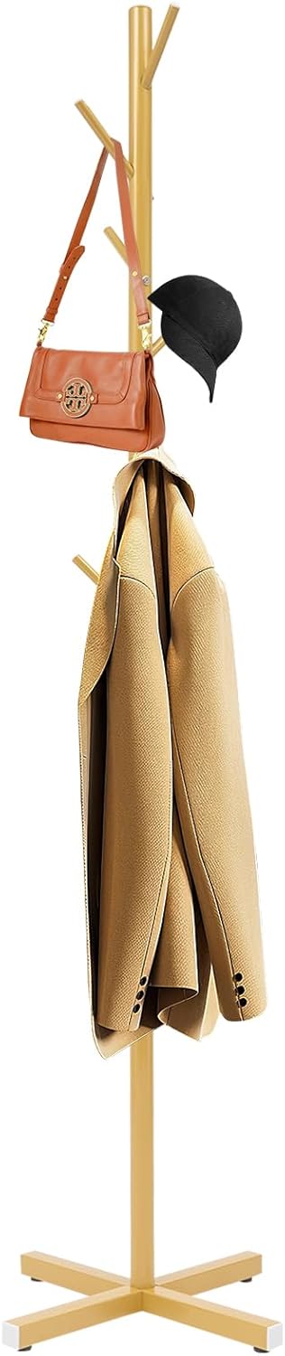 Coat Rack, Iron Coat Tree with 7 Hooks, Free Standing Coat Standing Tree for Hats, Coats, Scarves, Handbags for Entryway, Hallway, Bedroom, Office