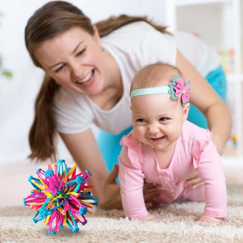 28.45 Cm Erweiterbares Ball Spielzeug Mit Licht - Expandable Hand Fangen Atmen Blume Sensorik Hoberman Sphere Spielzeug in Blauer Farbe