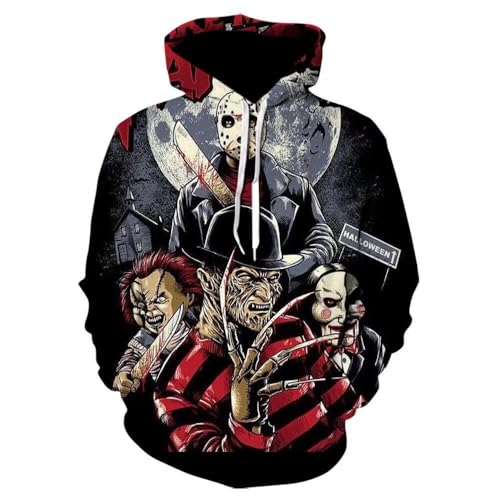 CHLOBLOM Horror Movie Cosplay Hoodie Scary Costume Novelty Jacket Sweatshirt (XXL Color 1)