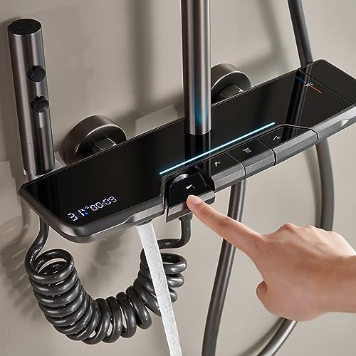 Ensemble 4 fonctions pour robinets de baignoire muraux avec lumière LED