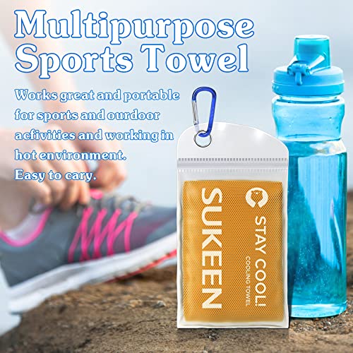 Sukeen Cooling Towel(40"X12") Microfiber Cool Towel,Soft Breathable Chilly Towel For Yoga, Golf, Gym, Camping, Running, Workout & More Activities (Dark Blue/Red Brown/Yellow/Orange) #TOP5