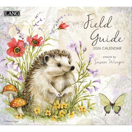 Lang Field Guide 2026 Wall Calendar – 13.4' × 12', 12-Month Calendar with Stapled Binding, Linen-Embossed Art by Susan Winget, Garden Wildlife Illustrations