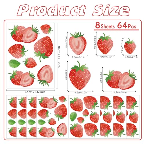 Vinilos Decorativos de Fresas - 64 Piezas en 8 Hojas miniatura 6