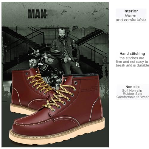 Men's Fashion British Style Leather Work Boots Slip Resistant Shock Absorbing Full Grain Leather High Top Leather Boots Industrial Construction, Roofing, Electricians2