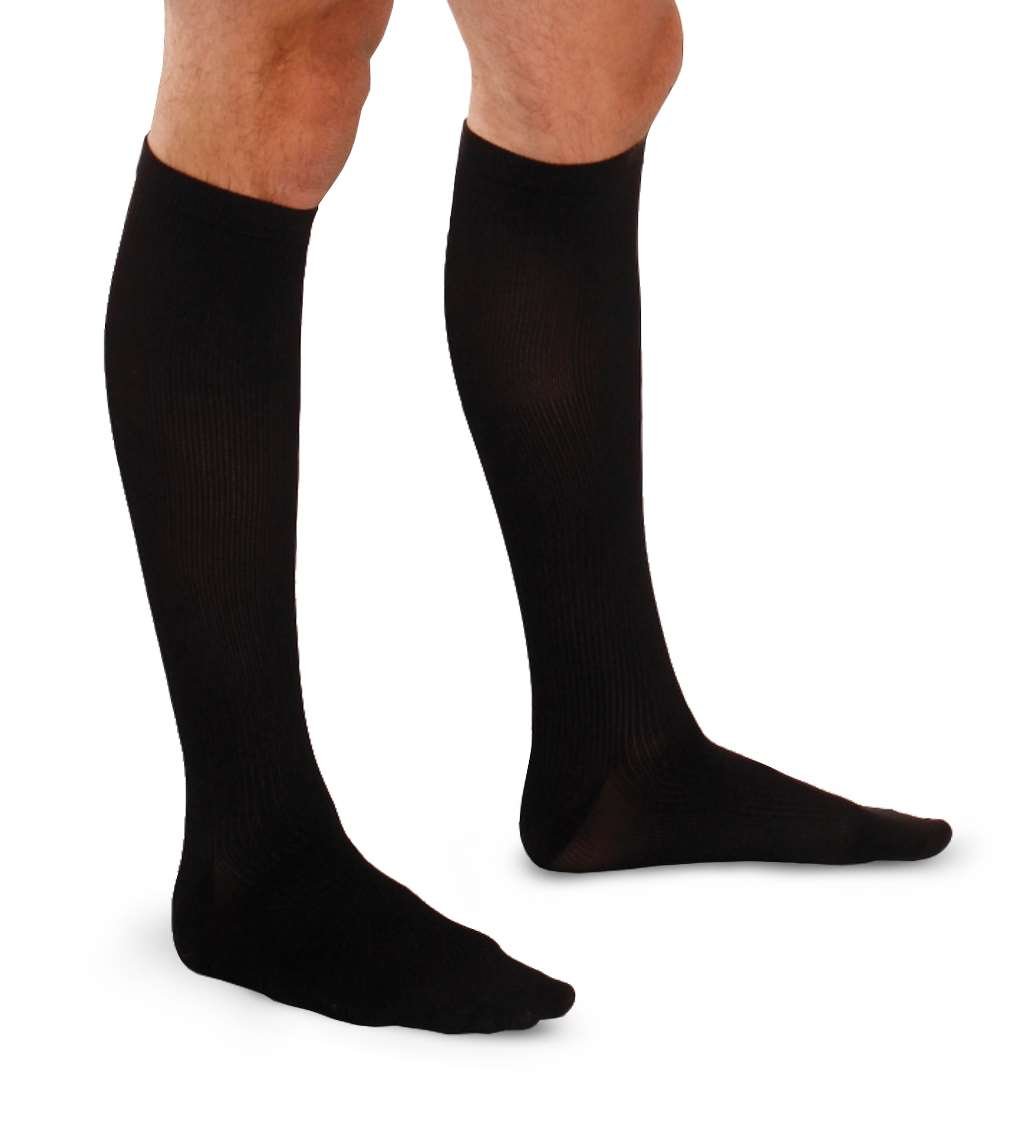 Therafirm Core-Spun Graduated Compression Socks, Black, Small, 15-20 mm