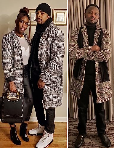 image for Springrain Men's Wool Blend Pea Coat Notched Collar Single Breasted Ov