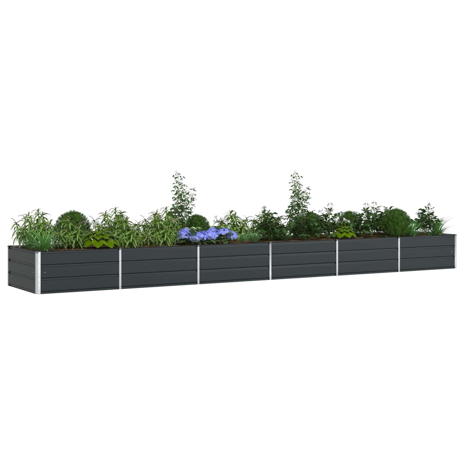 vidaXL Donica Antracyt 580 x 100 x 45 cm Stal Galwanizowana, Donice do ogrodu i na taras, metalowe pojemniki, odporne na warunki, nowoczesne i solidne