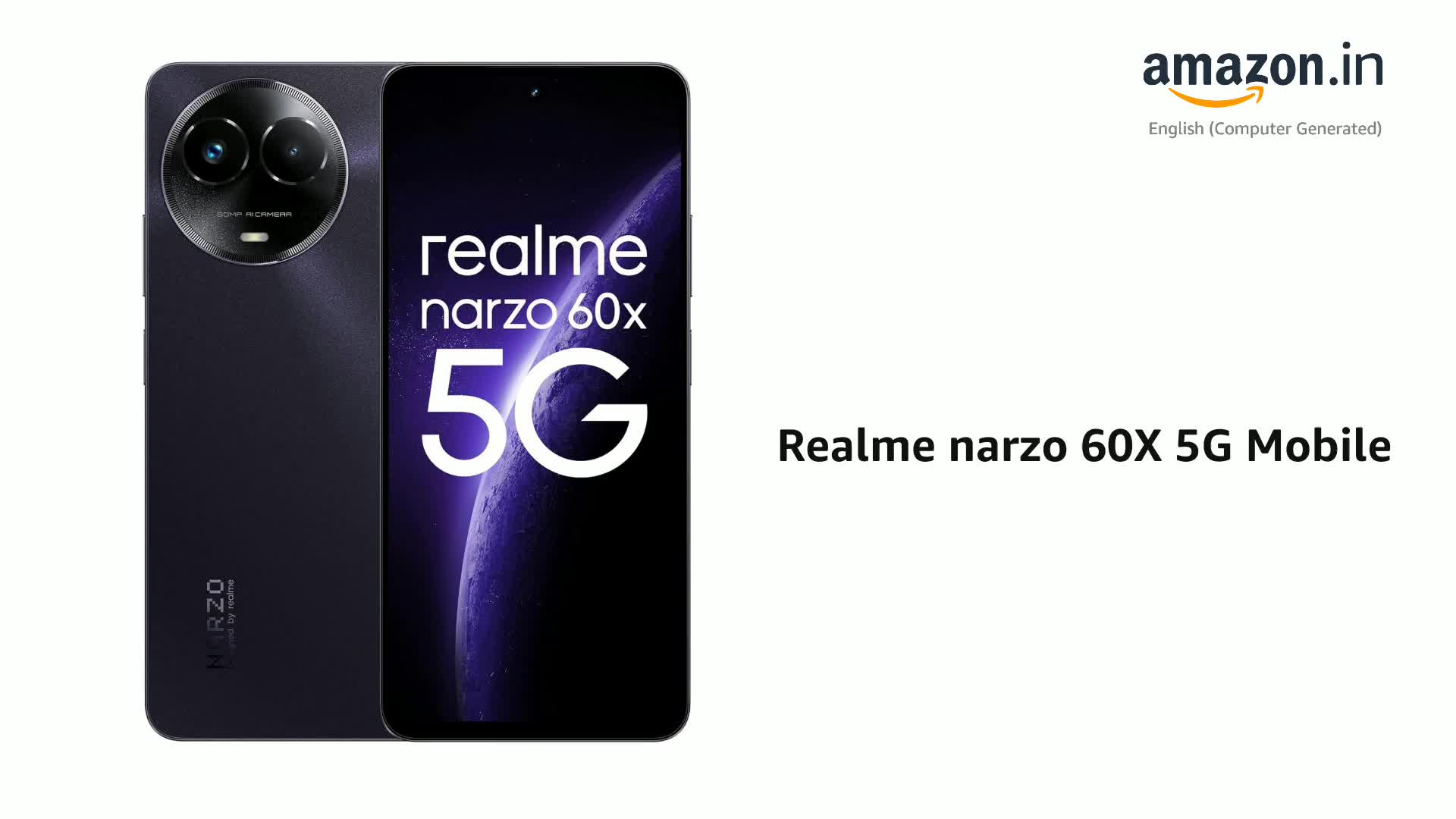 Refurbished) realme narzo 60X 5G（Nebula Purple 6GB,128GB
