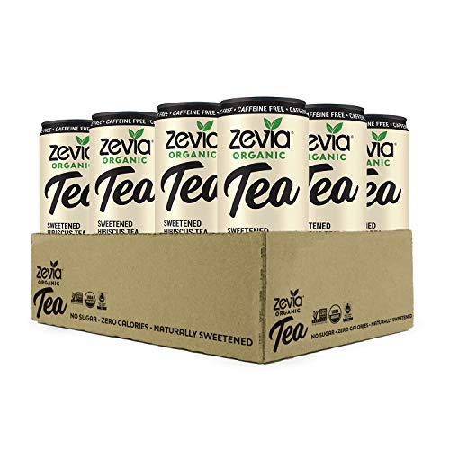 Zevia Hibiscus & Passionfruit Zero Sugar Tea, 12 oz Cans (12-Pack) - Naturally Sweetened, Gluten-Free, Vegan