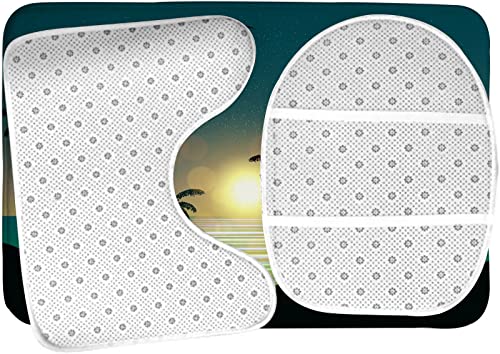 Badezimmerteppich-Set, 3-teilig, Summer Beach Night Palm Sunset, waschbare Badeteppiche, rutschfest, mit Rückenpolster, Konturteppich und Toilettendeckelbezug – Bild 6