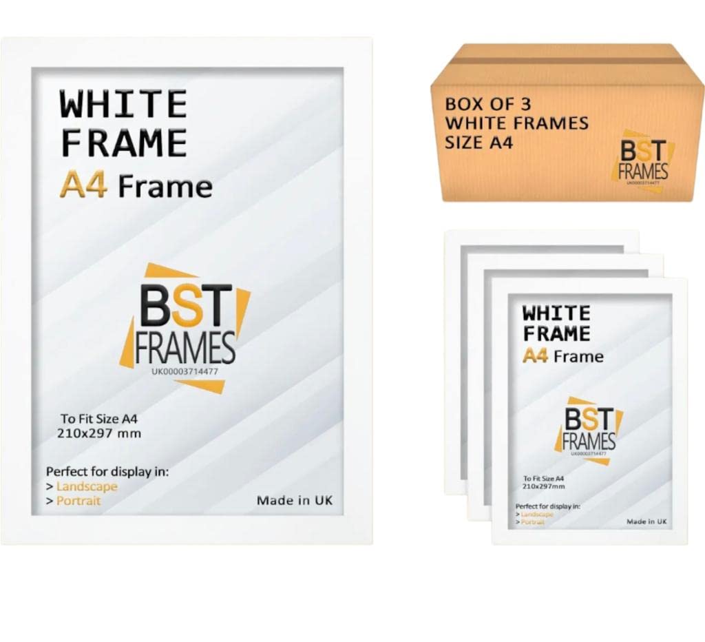 Bargain Shop Az White Pack Of 3 Modern Picture Photo Poster Frames (, A4 (297 X 210Mm))