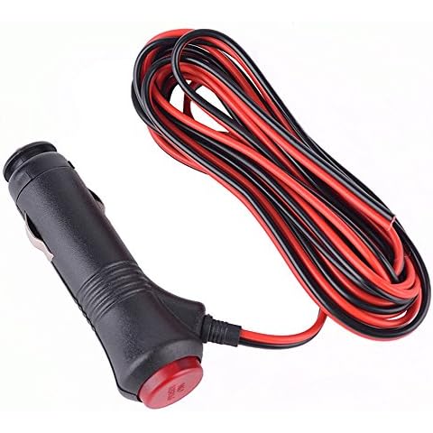 Carviya Car Motorbike/Motorcycle 12V Cigarette Lighter Power Supply Adapter Plug Cable with Switch Button Built-in 5A Fuse (1.5 Meters) 4.9FT Cover