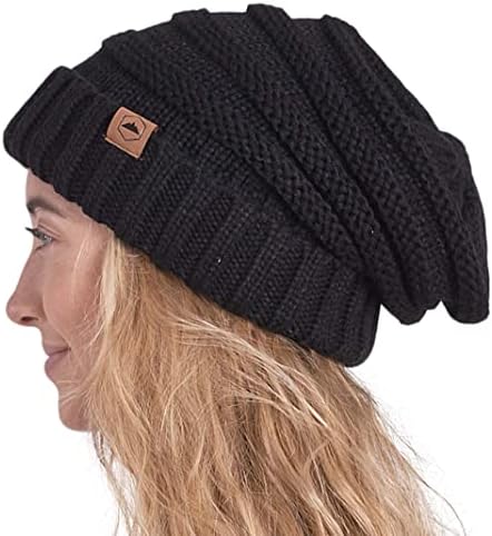 Slouchy Cable Knit Cuff Beanie - Chunky 