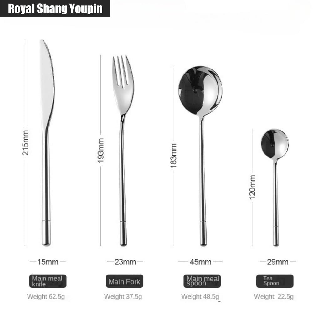 Maniglia Creativa Cucina Acciaio Inossidabile Posate Stoviglie Posate Coltelli Forchette Cucchiai Set, Cucchiaio Da Hotel Dessert Cucchiaio Da Caffè (Nero,16 pezzi)