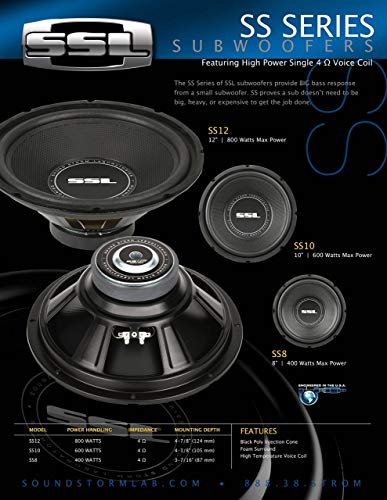 Sound Storm Laboratories Ss Series Car Subwoofer Model Ss8 8 Inch 400 Watts Single 4 Ohm Voice Coil #TOP4