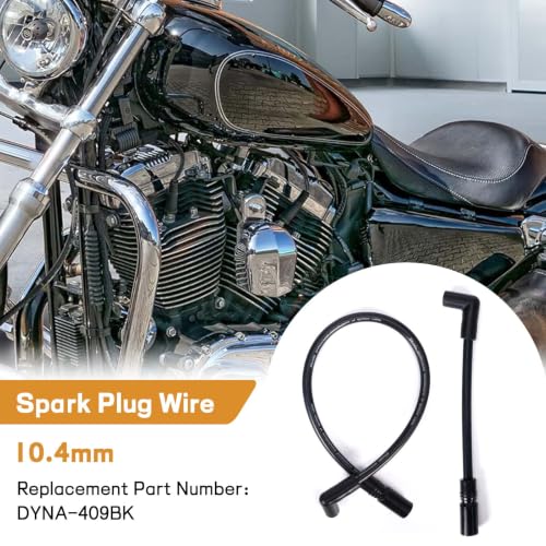 Image of 10.4mm Spark Plug Wires for Harley Dyna 00-17 Softail 99-17, Black | For Super Glide /Wide Glide /Low Rider & Springer /Slim /Deluxe /Deuce, Heat & Wear Resistant, Copper Core, Silicone Casing