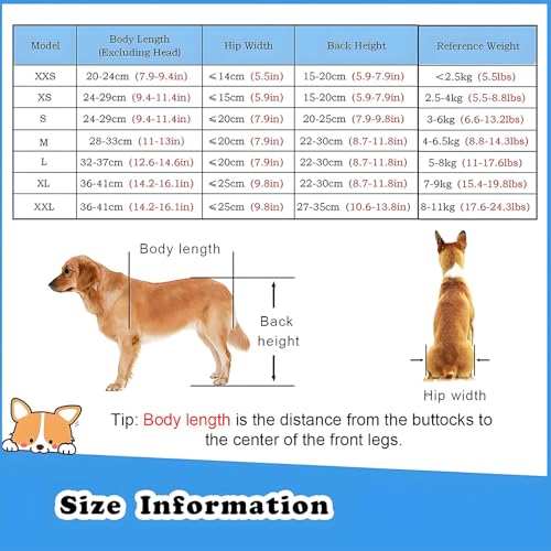 CHZDPP Hunde-Rollstuhl Leichte Hunderäder für Hinterbeine, Hunderollstuhl für gelähmte Hinterbeine, Kleine/mittlere Hunderollstühle für 5 10 15 20 lbs(XXS)