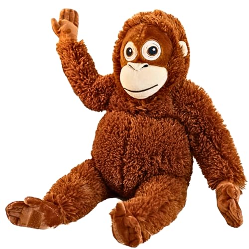 TQJOUJOU Punch Monkey Plush Toys, Punch The Monkey Soft Stuffed Animals Throw Pillow, Huggable Cuddly Orangutan Zoo Animal Plushies Doll, Gift for Kids and Adults (Orange)
