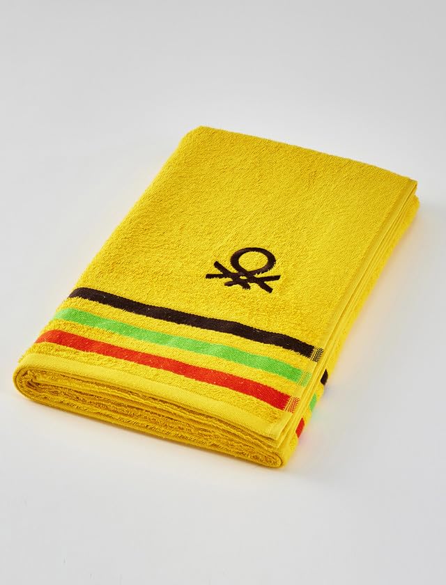 Image of United Colors of Benetton Hand Towel Set Cotton 40x60 cm Yellow 2 Pack | cotton fabric, 40x60 cm size, set of 2, superior absorbency with quick drying, gentle on skin for daily use