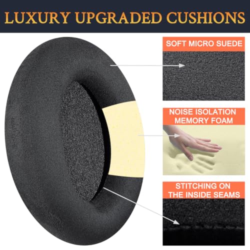 SOULWIT Micro Suede Almohadillas para audífonos Sony WH-1000XM3 Over-Ear, espuma de aislamiento de ruido, mayor grosor - Negro miniatura 3