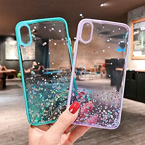 Image of VONZEE Case Compatible with iPhone XR (6.1 inch), Non Moving Glitter Cover for Girls & Women Soft TPU Shockproof Anti Scratch Drop Protection Cover (Purple)