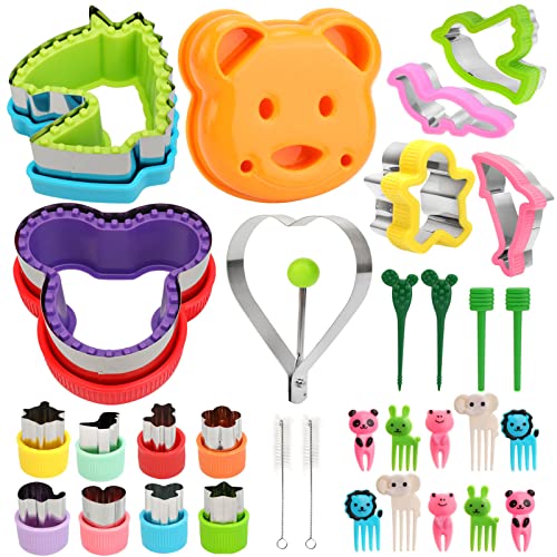 32 piezas Cortador de sándwich, cortador de sándwich de galletas de unicornio de dinosaurio, cortador de chocolate de fruta de molde de bricolaje con horquilla para regalos para hornear fiestas