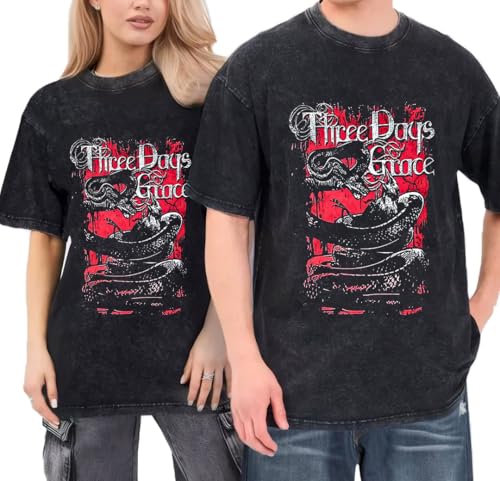 Three Music Days Grace Men Shirts Sport Fans Retro Shirt Gifts Fashion Shirt Classic Women Distress Soft Shirts Drop Shoulder Loose Tee Music Fans T-Shirt XX-Large Black