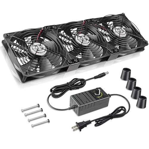 WDERAIR 3 x 120mm Big Airflow Computer Fan with AC Speed Controller 110V 120V 220V 240V for Server Rack、CPU Cabinet、Small Box、Refrigerator、Basement Window Exhaust、DIY Cooling Project